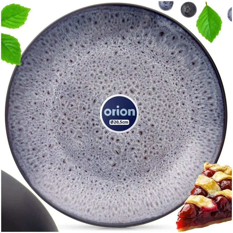 Talerz Deserowy Ceramiczny GLAZE 20,5 cm Szkliwiony MEBLIVA - Fioletowy