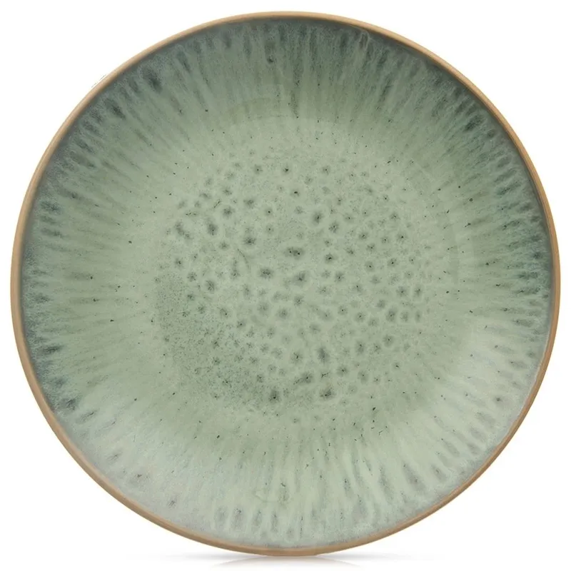Talerz Deserowy Ceramiczny GLAZE 20,5 cm Szkliwiony MEBLIVA - Zielony