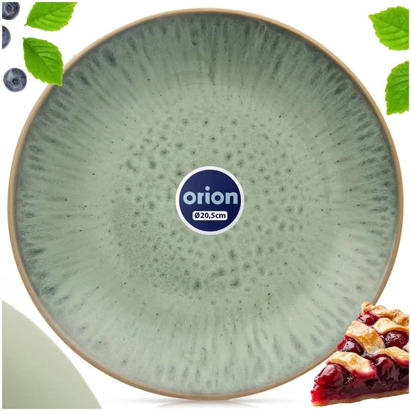 Talerz Deserowy Ceramiczny GLAZE 20,5 cm Szkliwiony MEBLIVA - Zielony