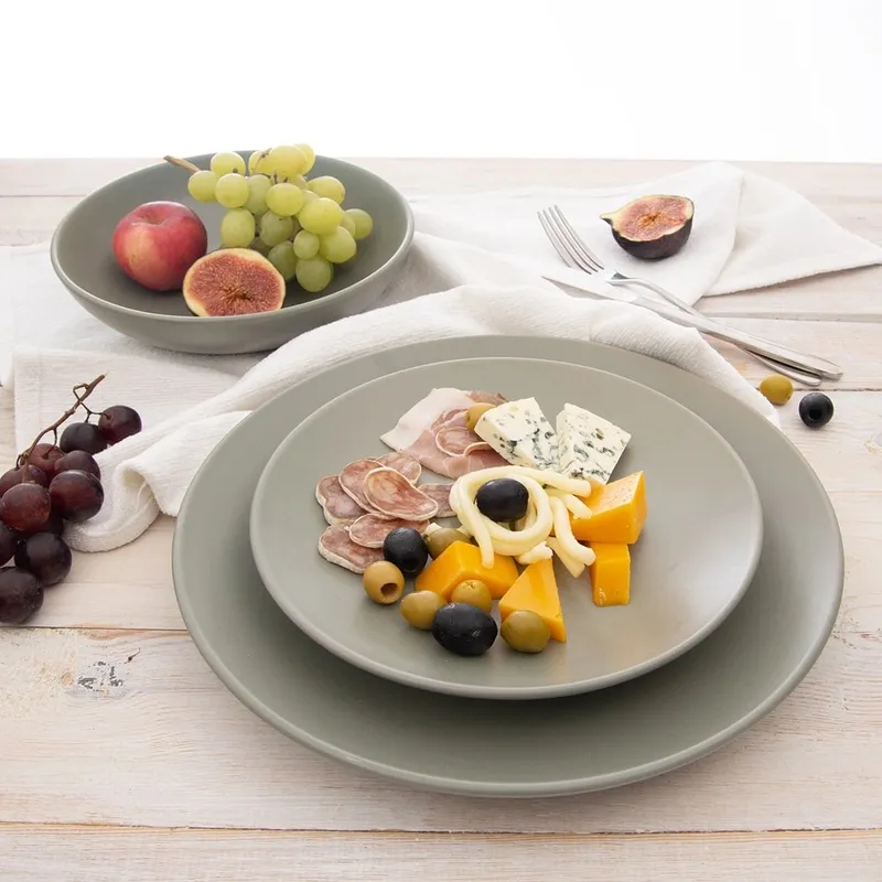 Talerz Obiadowy Płytki Ceramiczny Zielony Matowy 27 cm MEBLIVA
