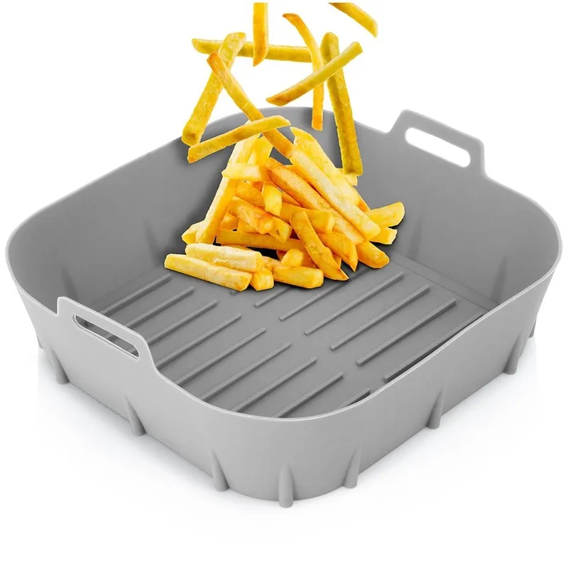 Wkład Do Frytkownicy Air Fryer Silikon Kwadrat 22 x 22 cm MEBLIVA - Szary