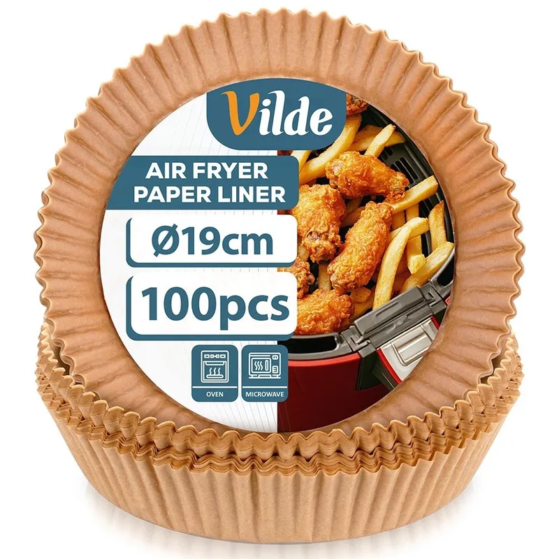 Wkład Do Frytkownicy Air Fryer 100 szt. Pergaminowy Okrągły 19 cm MEBLIVA