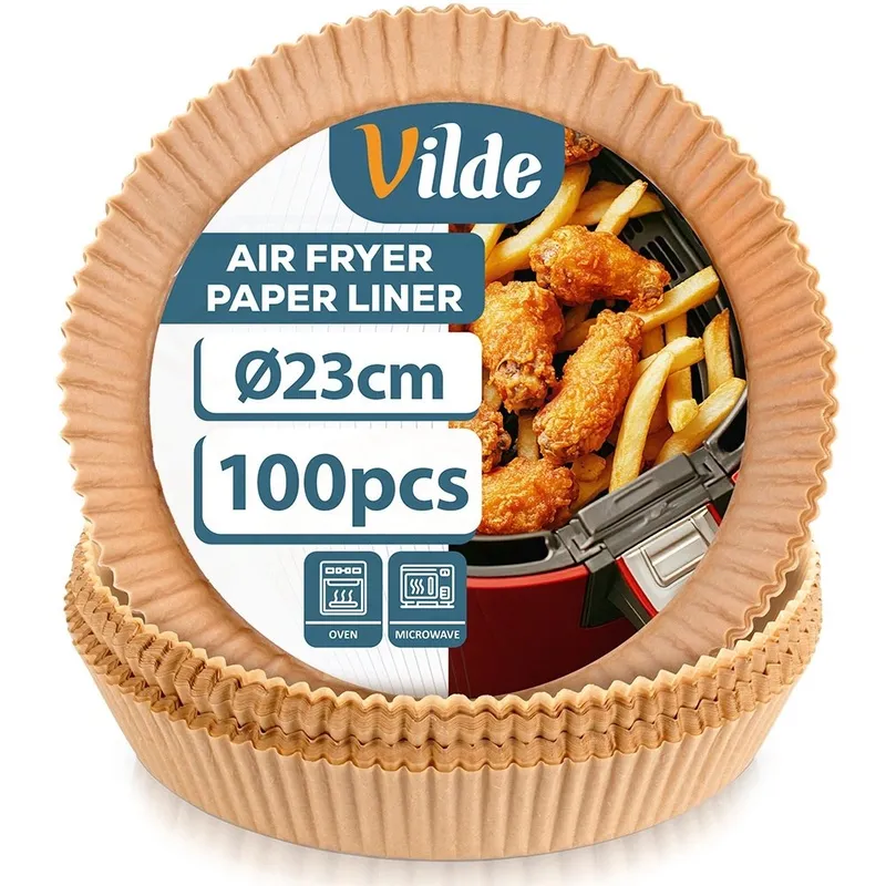 Wkład Do Frytkownicy Air Fryer 100 szt. Pergaminowy Okrągły 23 cm MEBLIVA