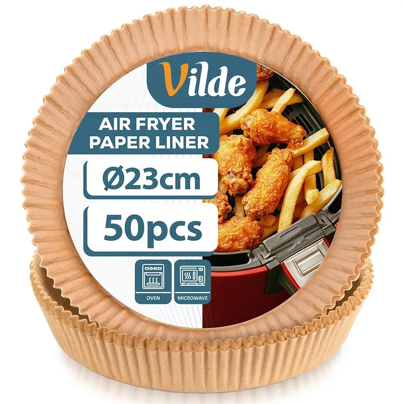 Wkład Do Frytkownicy Air Fryer 50 szt. Pergaminowy Okrągły 23 cm MEBLIVA