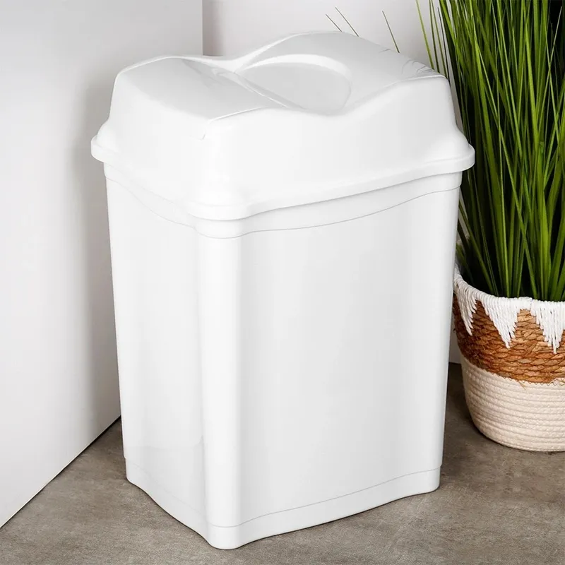 Kosz Na Śmieci Plastikowy 28 l Wytrzymały I Pojemny MEBLIVA - Biały