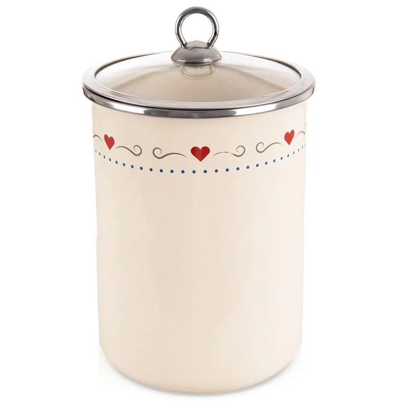 Pojemnik Emaliowany TONCA 1,9 l Szklana Pokrywka 21 x 13 cm MEBLIVA
