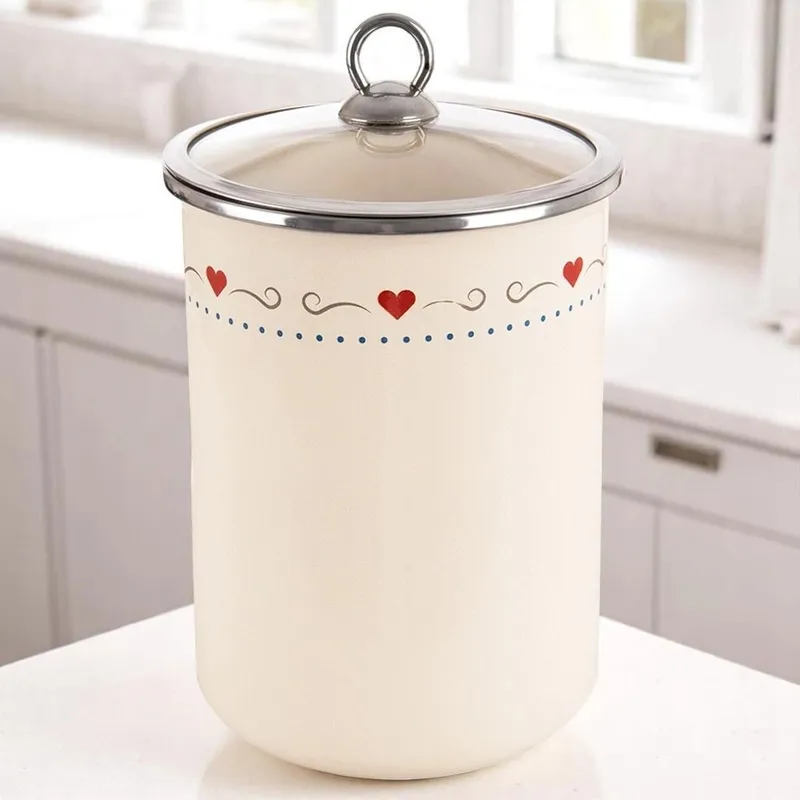 Pojemnik Emaliowany TONCA 1,9 l Szklana Pokrywka 21 x 13 cm MEBLIVA