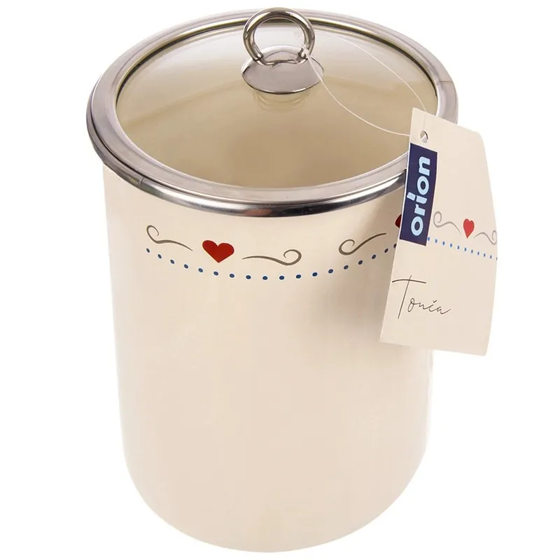 Pojemnik Emaliowany TONCA 1,9 l Szklana Pokrywka 21 x 13 cm MEBLIVA
