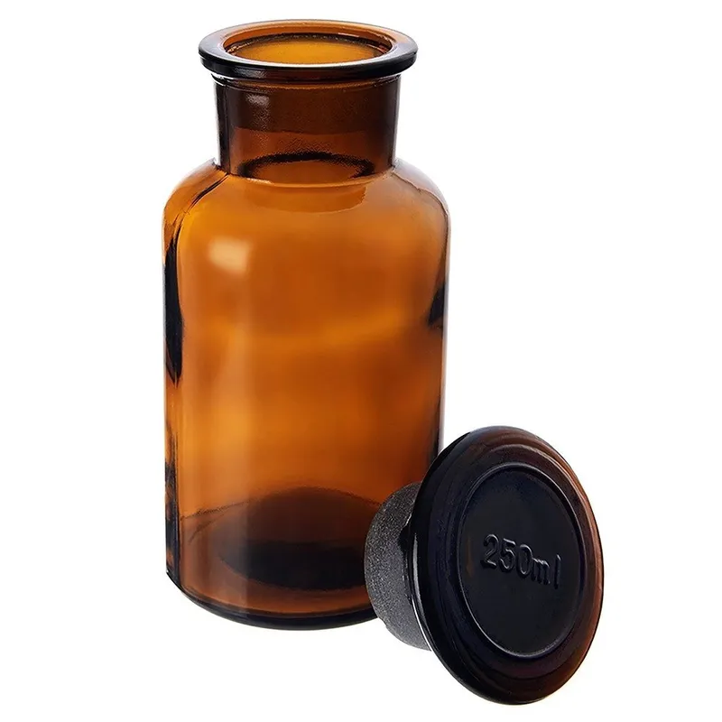 Butelka Szklana Retro 250 ml Z Korkiem 14 x 6,5 cm MEBLIVA - Brązowa