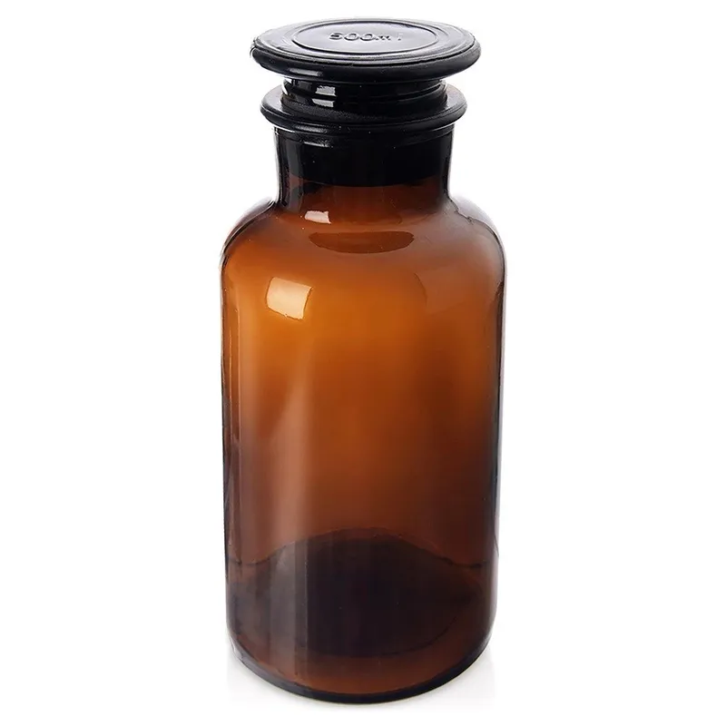 Butelka Szklana Retro 500 ml Z Korkiem 18 x 8 cm MEBLIVA - Brązowa