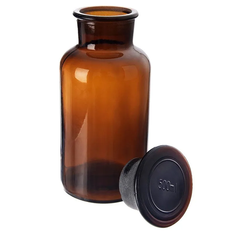 Butelka Szklana Retro 500 ml Z Korkiem 18 x 8 cm MEBLIVA - Brązowa