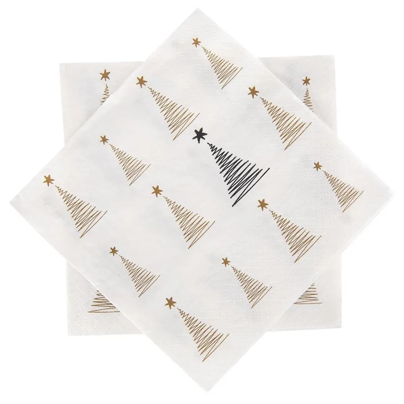 Serwetki Papierowe 20 szt. Choinka 3-WARSTWOWE 33 x 33 cm MEBLIVA - Złota
