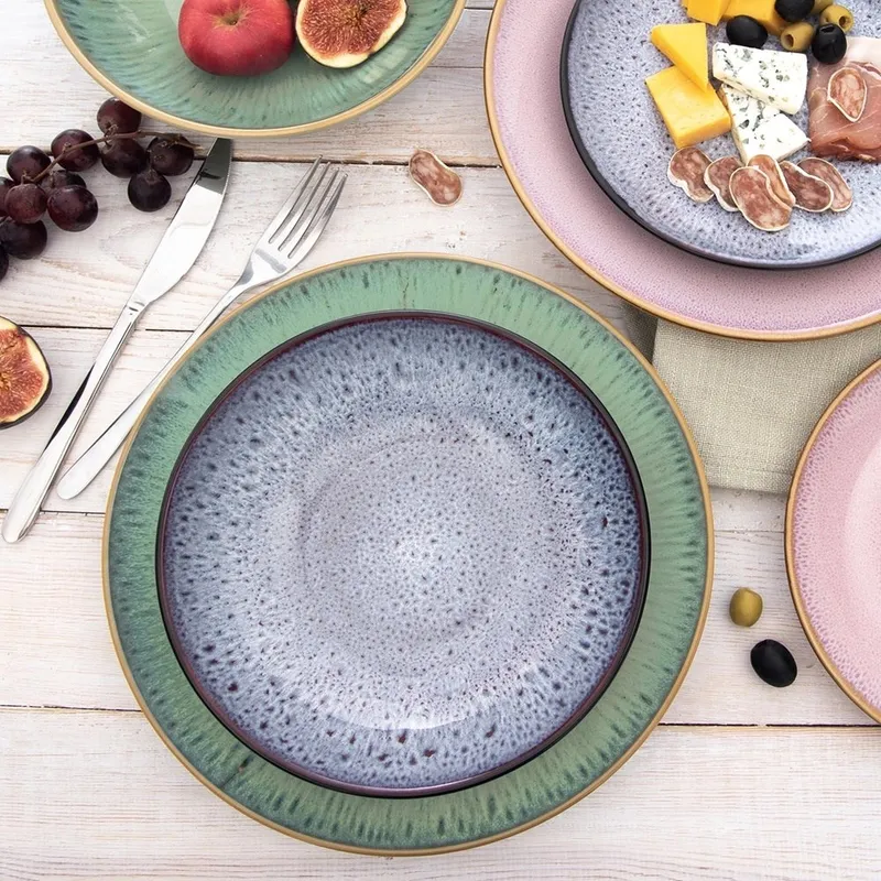 Talerz Obiadowy Głęboki Ceramiczny GLAZE 900 ml MEBLIVA - Fioletowy