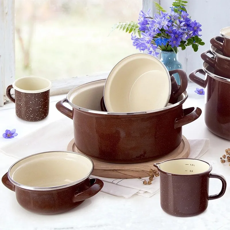 Garnek Emaliowany BROWN 16 cm, 1 l MEBLIVA
