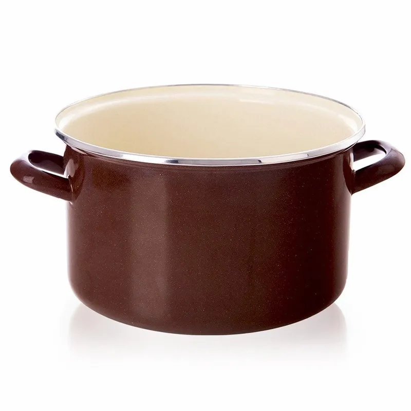Garnek Emaliowany 4 l BROWN Retro 22 cm Indukcja Zmywarka MEBLIVA