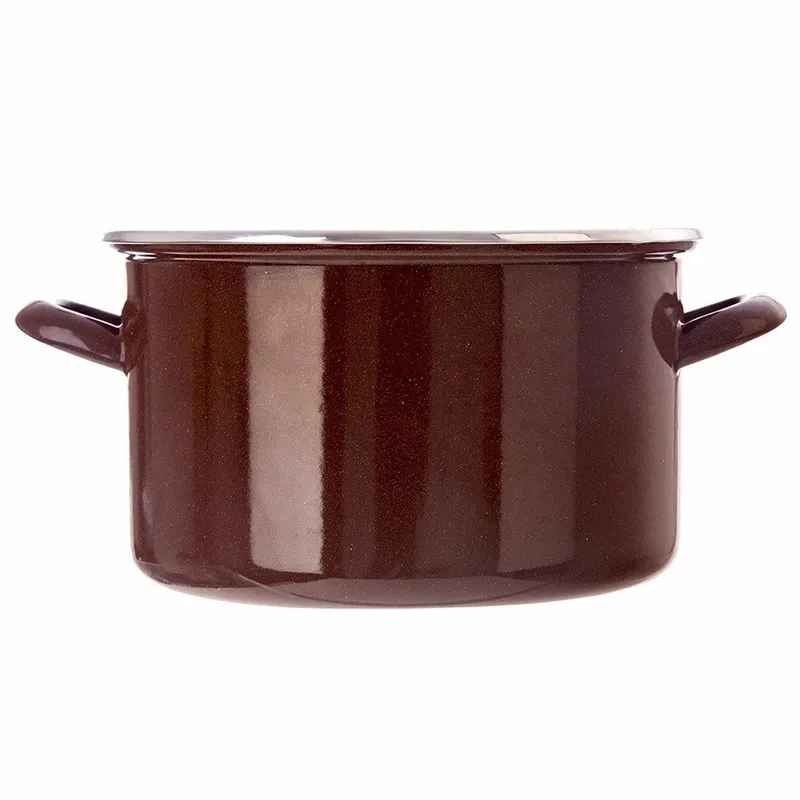 Garnek Emaliowany 4 l BROWN Retro 22 cm Indukcja Zmywarka MEBLIVA