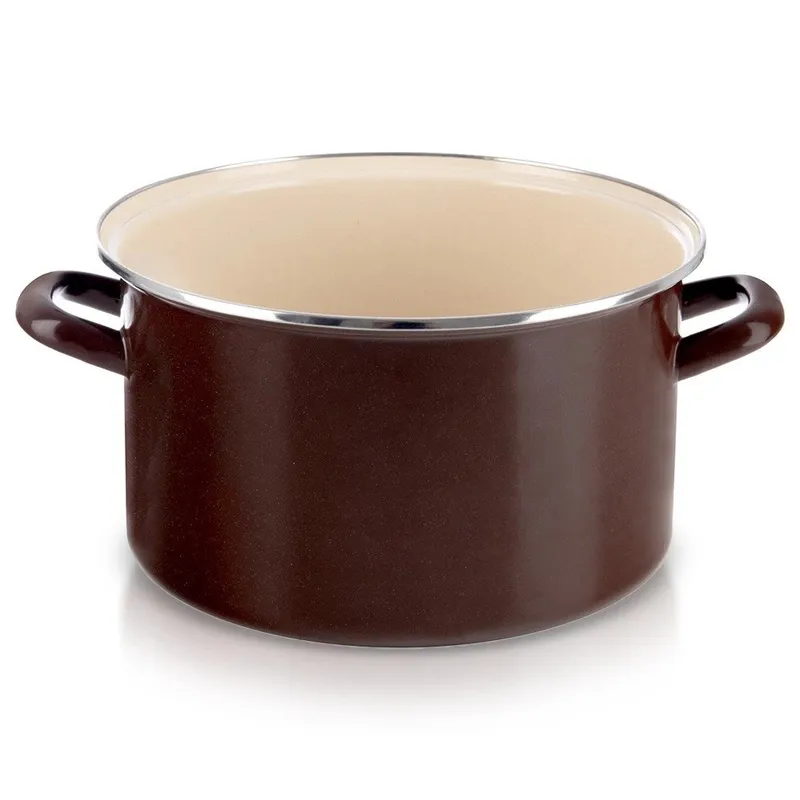 Garnek Emaliowany 10 l BROWN Retro Duży 30 cm Indukcja Zmywarka MEBLIVA