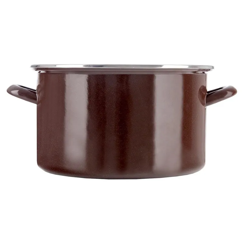 Garnek Emaliowany 10 l BROWN Retro Duży 30 cm Indukcja Zmywarka MEBLIVA
