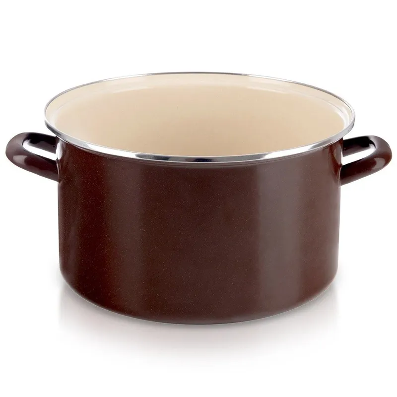 Garnek Emaliowany 11,5 l BROWN Retro Duży 32 cm Indukcja MEBLIVA
