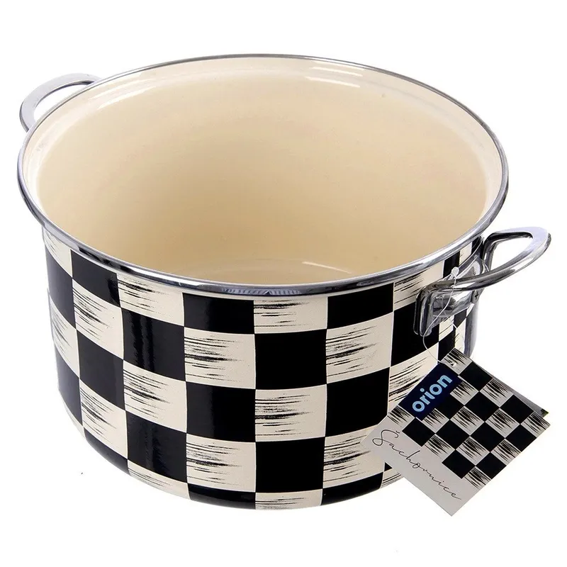 Garnek Emaliowany 6,5 l SZACHOWNICA 26 cm Indukcja Zmywarka MEBLIVA