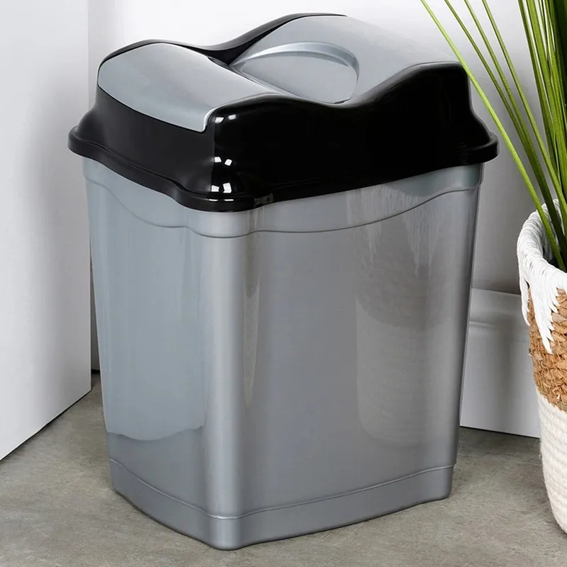 Kosz Na Śmieci Plastikowy 16 l Wytrzymały I Pojemny MEBLIVA - Szary