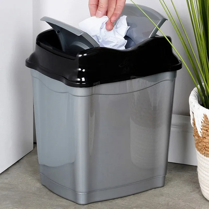 Kosz Na Śmieci Plastikowy 16 l Wytrzymały I Pojemny MEBLIVA - Szary