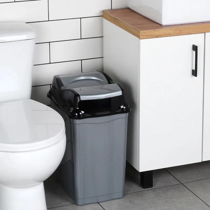 Kosz Na Śmieci Plastikowy 28 l Wytrzymały I Pojemny MEBLIVA - Szary