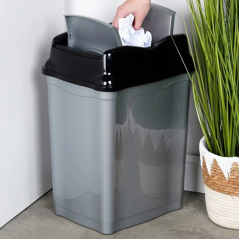 Kosz Na Śmieci Plastikowy 28 l Wytrzymały I Pojemny MEBLIVA - Szary