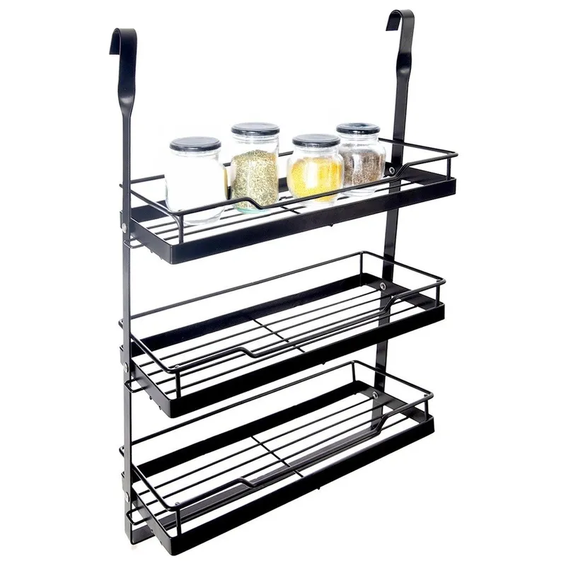 Półka Kuchenna Wisząca 3 Poziomy Reling Metal RADKA MEBLIVA - Czarny