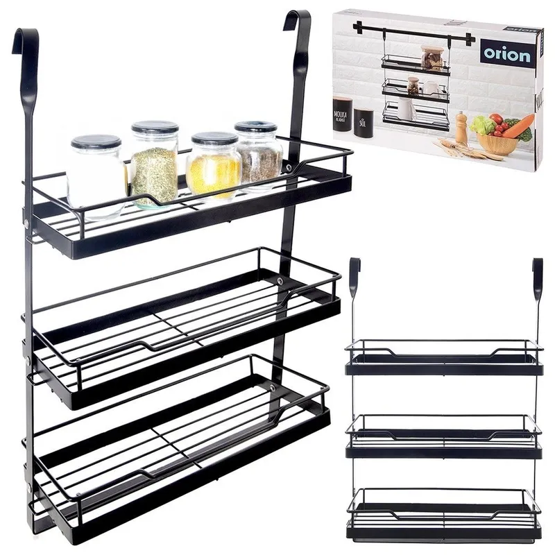 Półka Kuchenna Wisząca 3 Poziomy Reling Metal RADKA MEBLIVA - Czarny