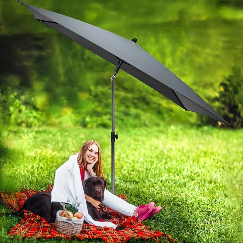Parasol Ogrodowy Regulowany 125 x 200 cm Ochrona UPF 30+ GARDIVA - Szary
