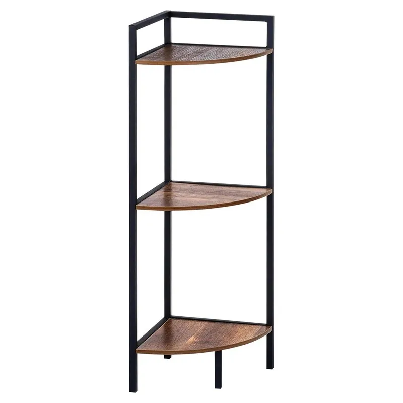 Regał Metalowy Narożny 3 Półki MDF 235 x 235 x 76 cm GARDIVA - Czarny