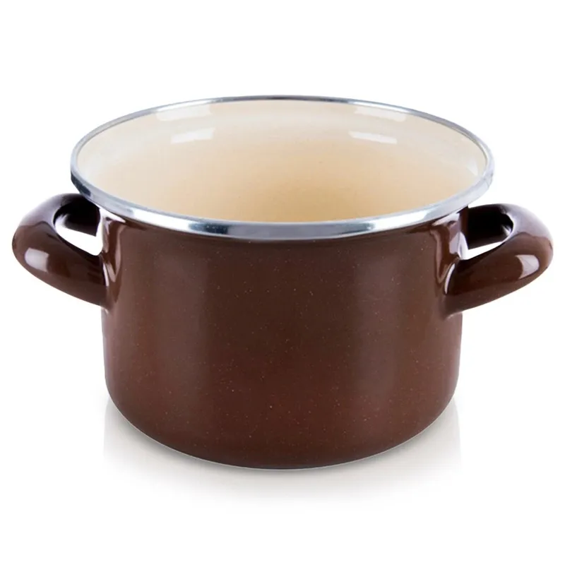Garnek Emaliowany 950 ml BROWN Retro 14 cm Indukcja Zmywarka MEBLIVA