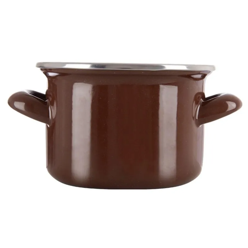 Garnek Emaliowany 950 ml BROWN Retro 14 cm Indukcja Zmywarka MEBLIVA