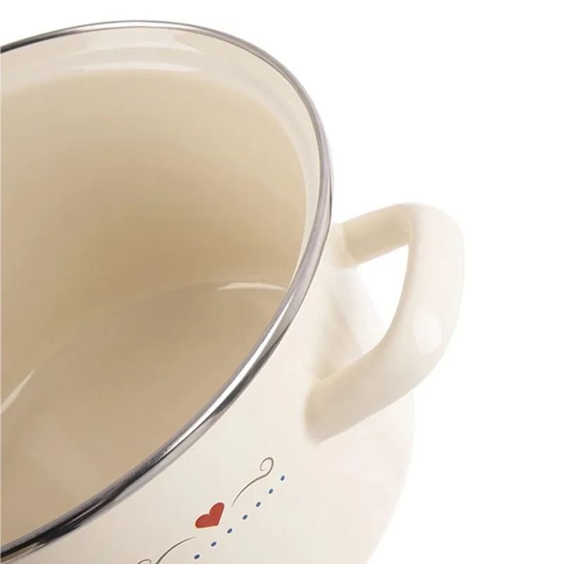 Garnek Emaliowany 1,4 l TONCA 16 cm Indukcja Zmywarka MEBLIVA - Kremowy