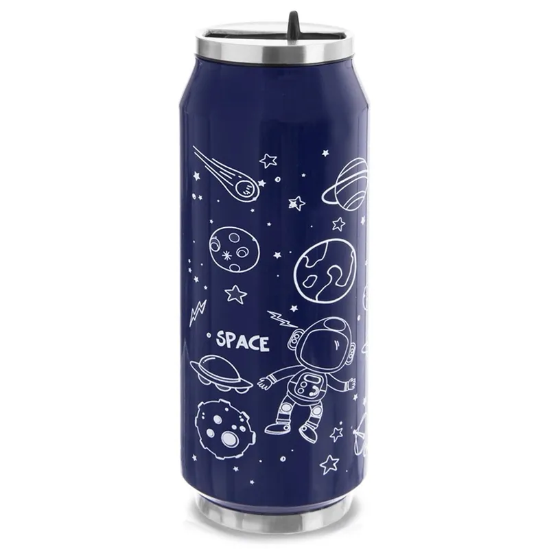 Kubek Termiczny Puszka 500 ml Kosmos Stal Nierdzewna Szczelny MEBLIVA