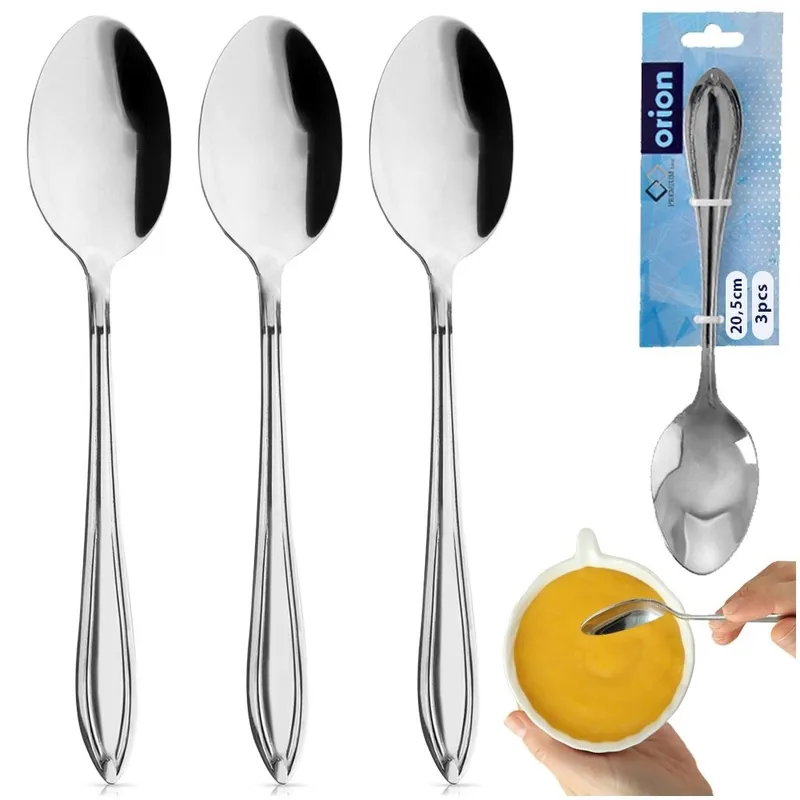 Zestaw Łyżki Stołowe Stal Nierdzewna CONIC 3 Sztuki 20,5 cm MEBLIVA