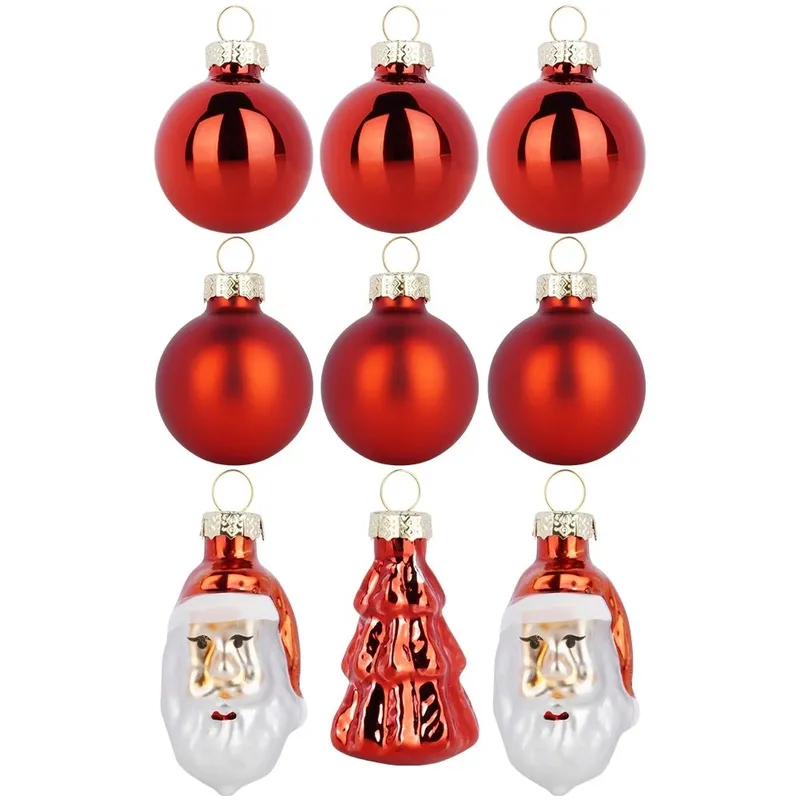 Bombki Czerwone 9 szt. Nietłukące 3 / 5 cm Choinka Mikołaj Okrągłe MEBLIVA