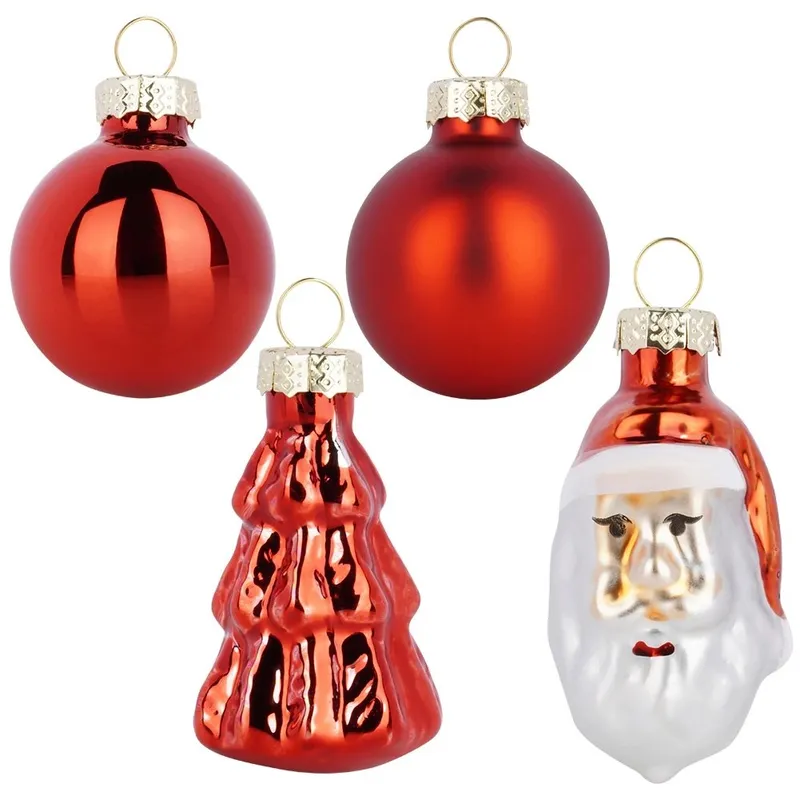 Bombki Czerwone 9 szt. Nietłukące 3 / 5 cm Choinka Mikołaj Okrągłe MEBLIVA