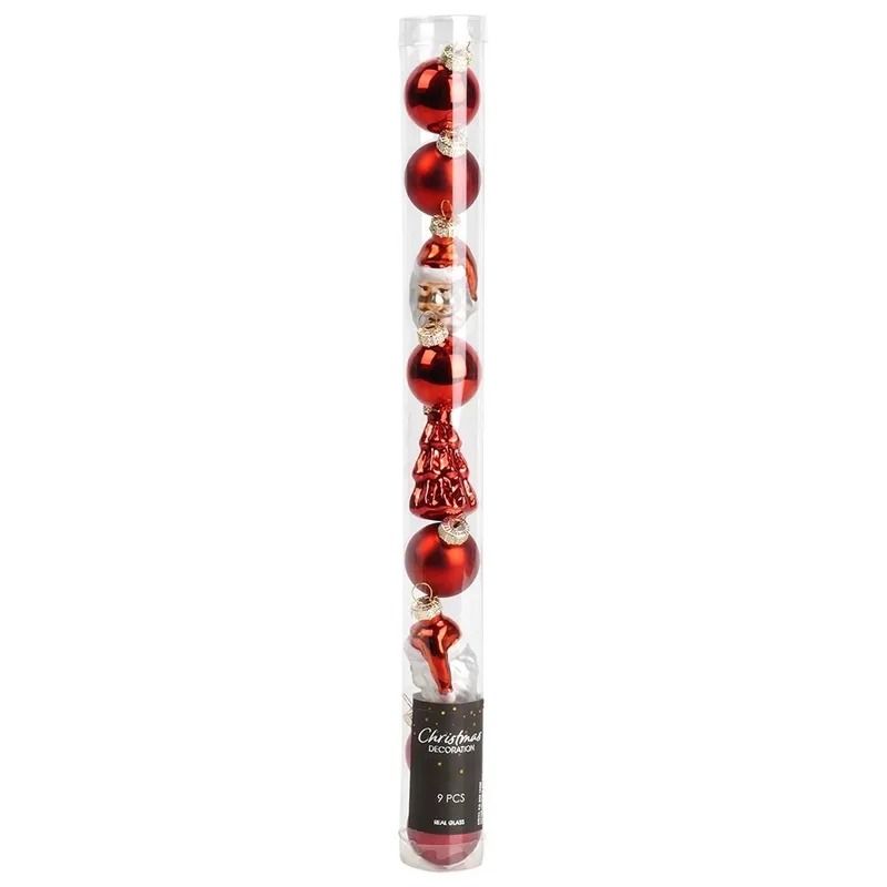 Bombki Czerwone 9 szt. Nietłukące 3 / 5 cm Choinka Mikołaj Okrągłe MEBLIVA
