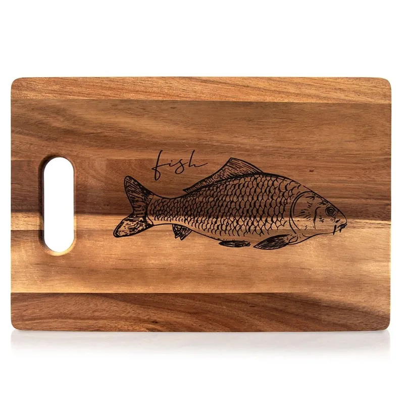 Deska Do Krojenia Akacjowa 36 x 24 cm Drewniana Uchwyt Fish MEBLIVA