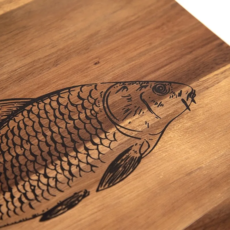 Deska Do Krojenia Akacjowa 36 x 24 cm Drewniana Uchwyt Fish MEBLIVA
