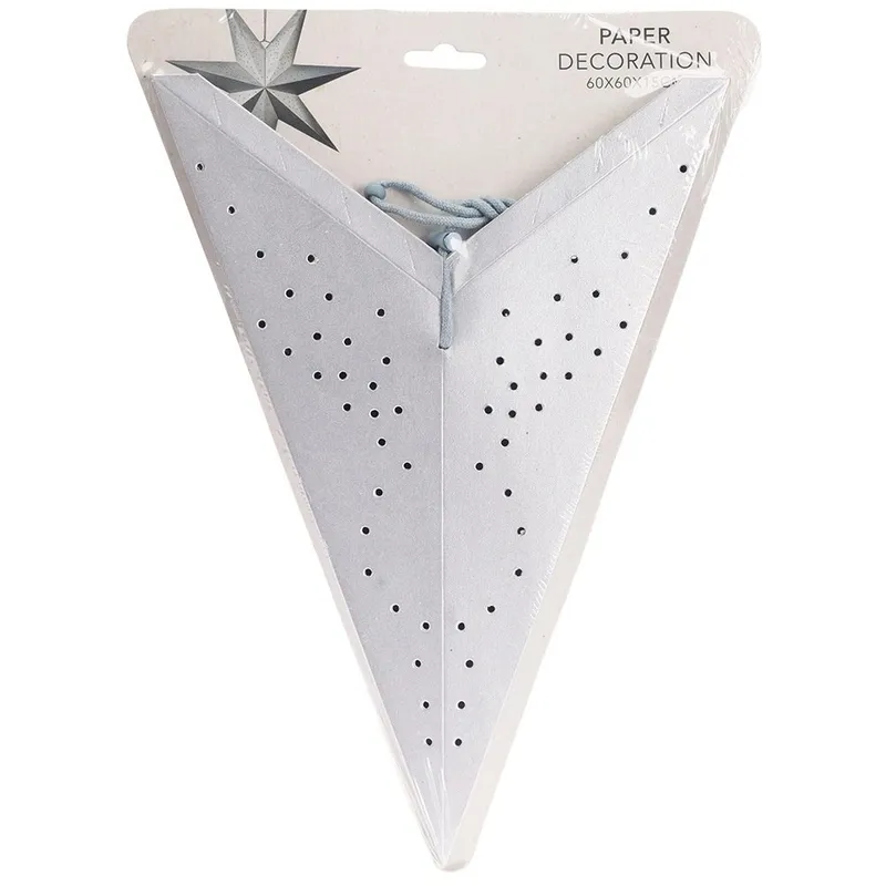 Duża Gwiazda Ażurowa 60 cm Papier Dekoracja Okienna FSC MEBLIVA - Srebrna