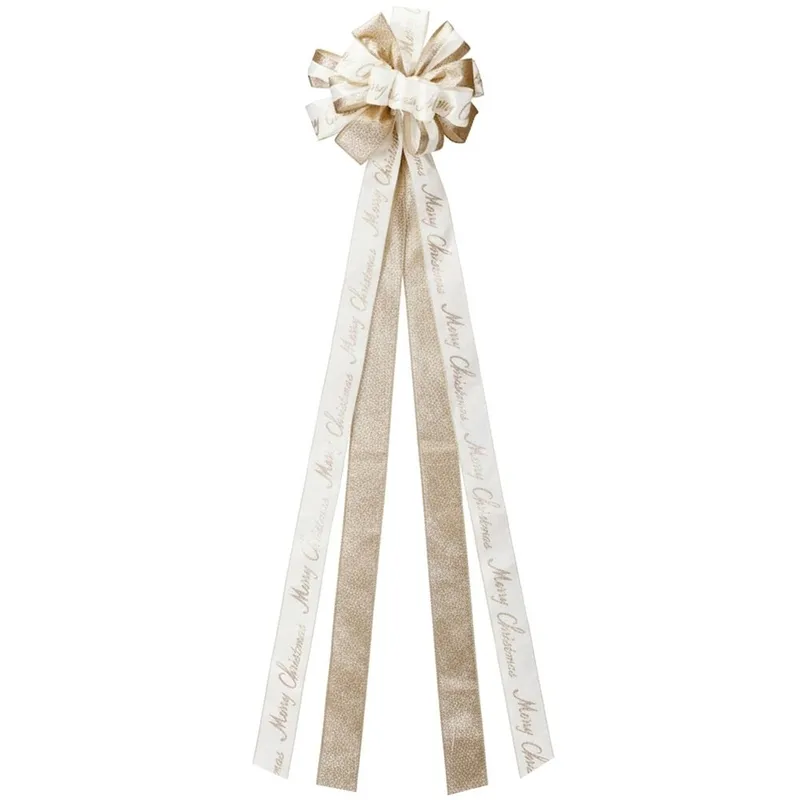 Duża Kokarda Zwieńczenie Choinki 130 cm Merry Christmas MEBLIVA - Kremowa