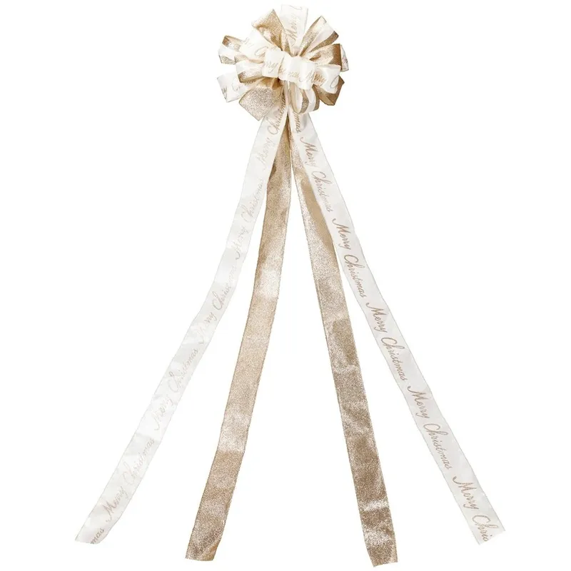 Duża Kokarda Zwieńczenie Choinki 130 cm Merry Christmas MEBLIVA - Kremowa