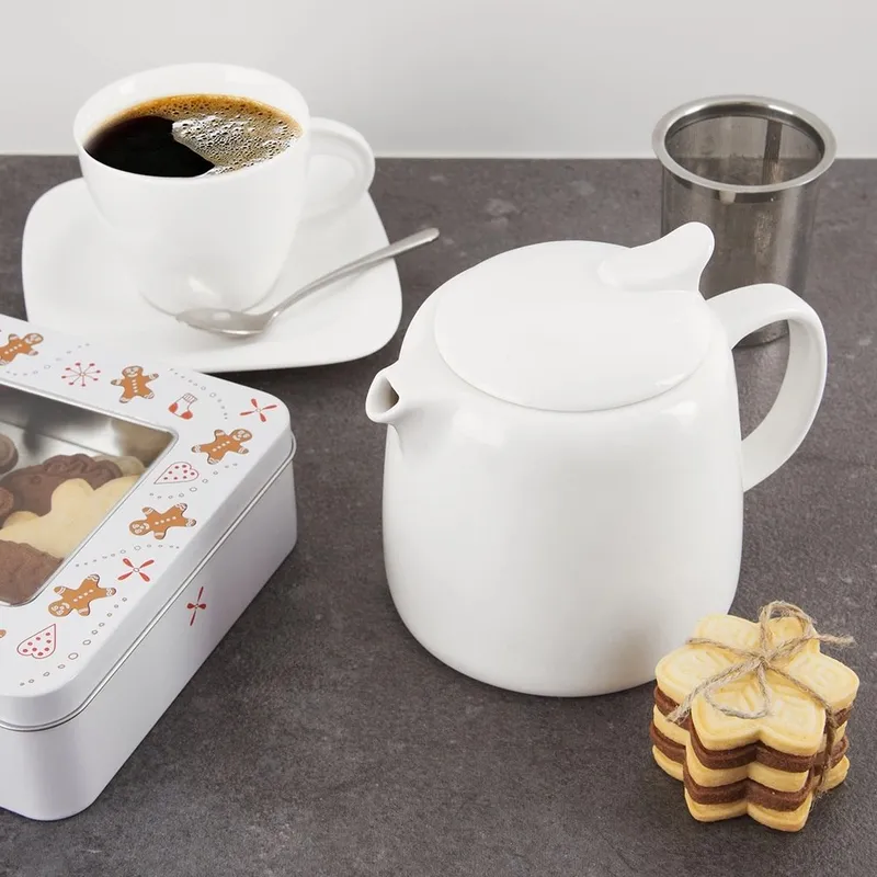 Dzbanek Porcelanowy 650ml Zaparzacz Sitko Stalowe MONA MEBLIVA