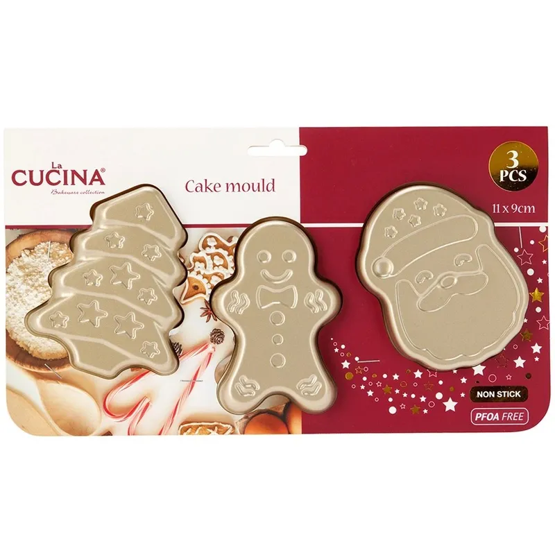 Foremki Do Pieczenia Zestaw 3 szt. Stal PTFE LA CUCINA Mikołaj MEBLIVA