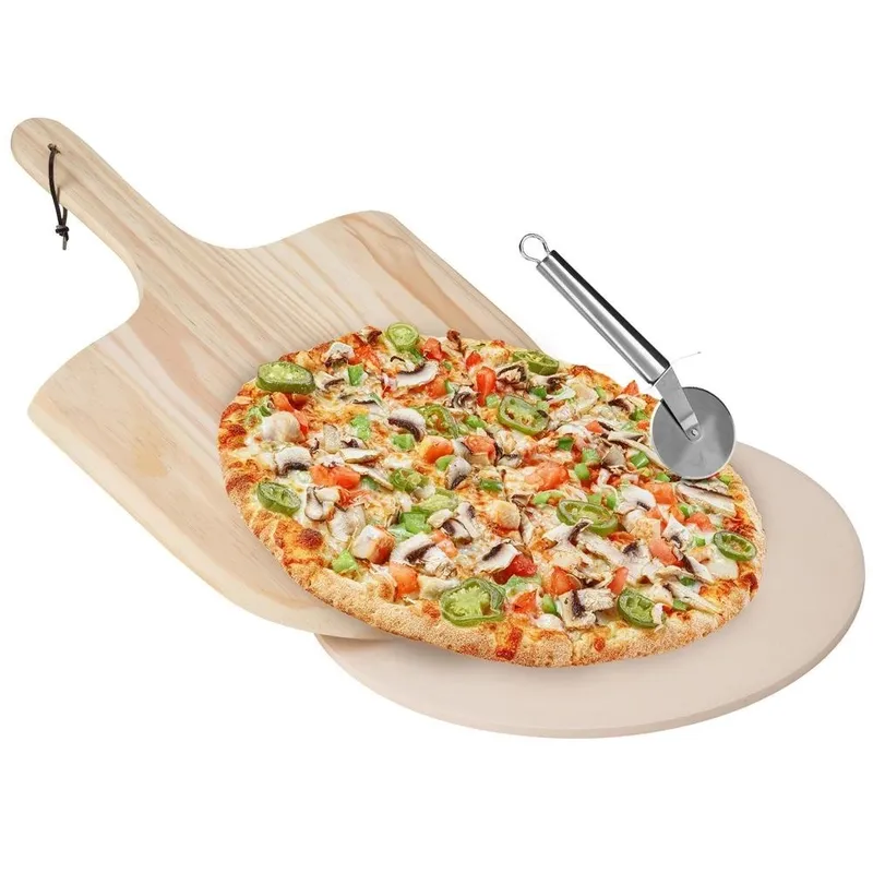 Kamień Do Pizzy Szamotowy Z Łopatą I Nożem 3 el. MEBLIVA