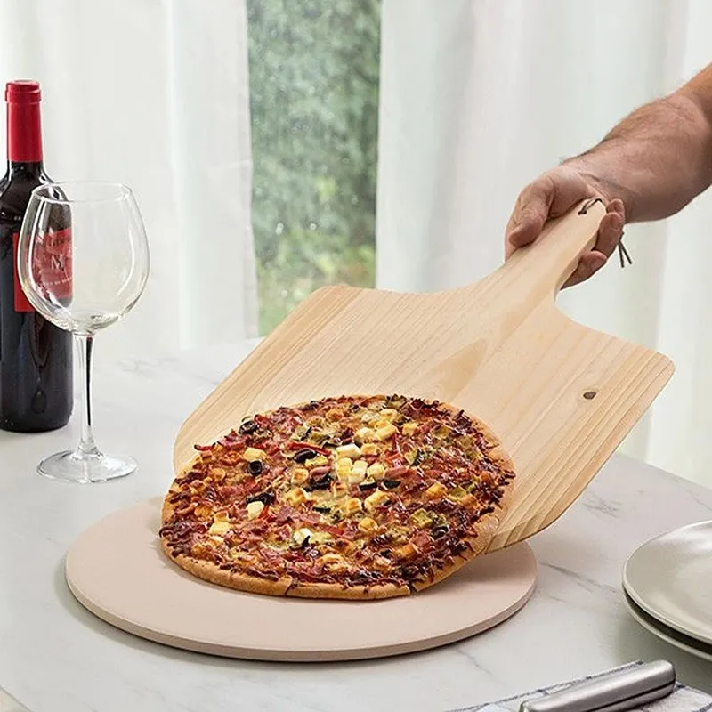 Kamień Do Pizzy Szamotowy Z Łopatą I Nożem 3 el. MEBLIVA