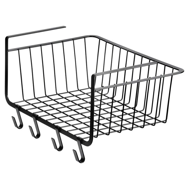Koszyk Podwieszany Pod Półkę Metalowy 40 cm Z Haczykami MEBLIVA - Czarny